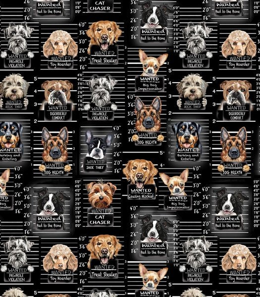 45" Wide 100% Cotton Dog Mugshots (GAIL-CD3888)