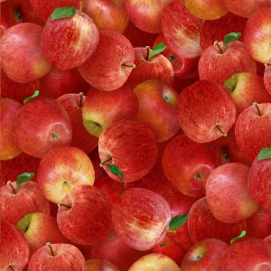 45" Wide Elizabeth's Studio Food Festival Red Apples 206RED 100% Cotton Sold By The Yard