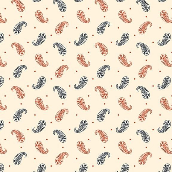 45" Wide Marcus Fabrics Bandana Bliss R651597D Cream Tossed Paisley 100% Cotton Sold By The Yard