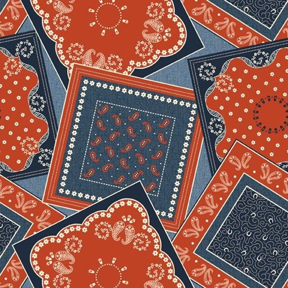 45" Wide Marcus Fabrics Bandana Bliss R651600D Multi Patchwork 100% Cotton Sold By The Yard