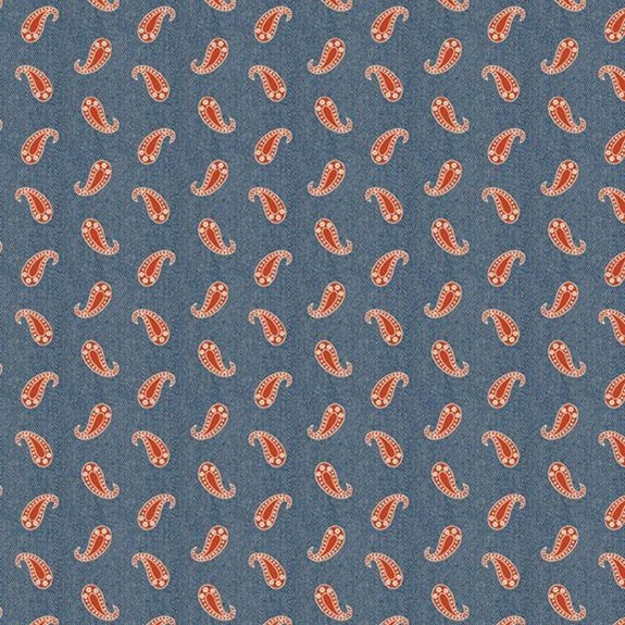 45" Wide Marcus Fabrics Bandana Bliss R651596D Denim Paisley 100% Cotton Sold By The Yard