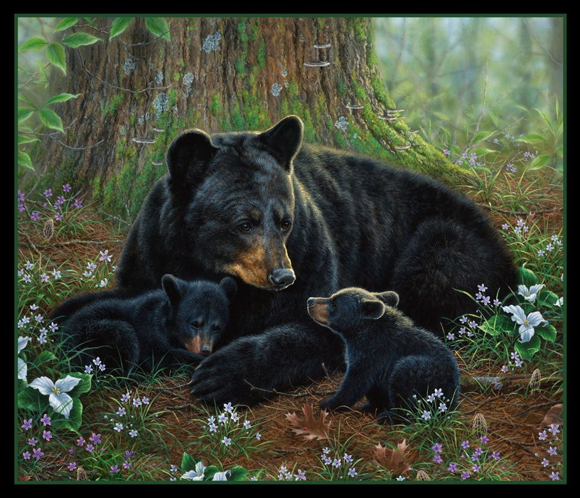 36"X45" Tender Moments Black Bear Panel (9620BLACK) Sold By The Panel