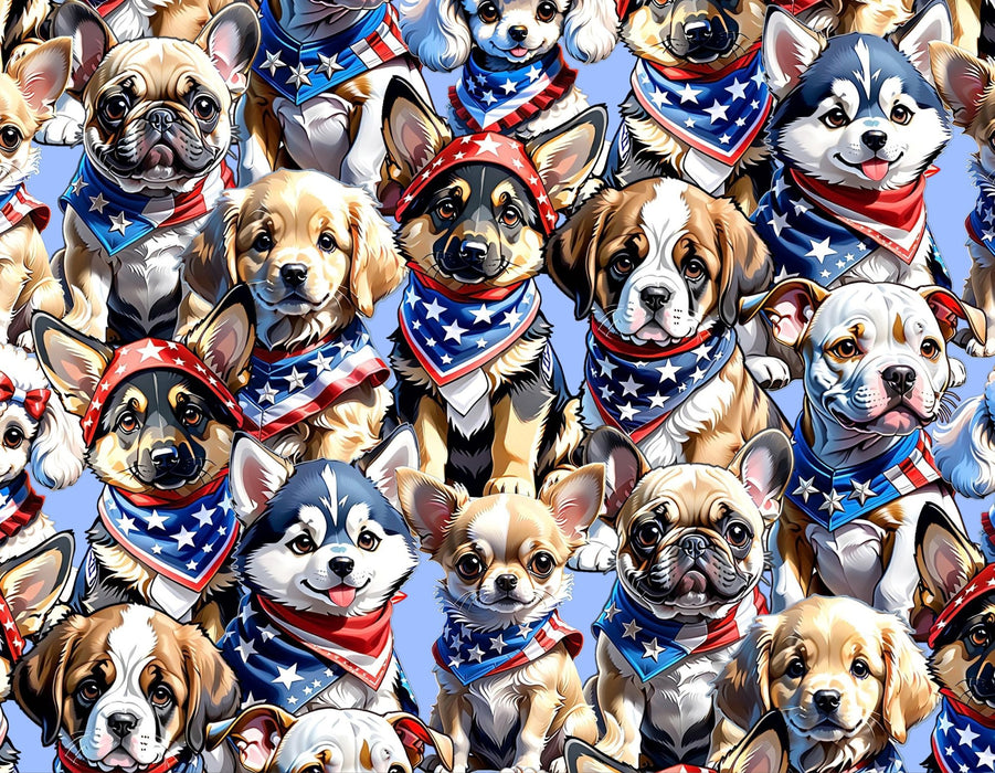 45" Wide Patriotic Puppies (GL-0335-6C) 100% Cotton, Sold By The Yard