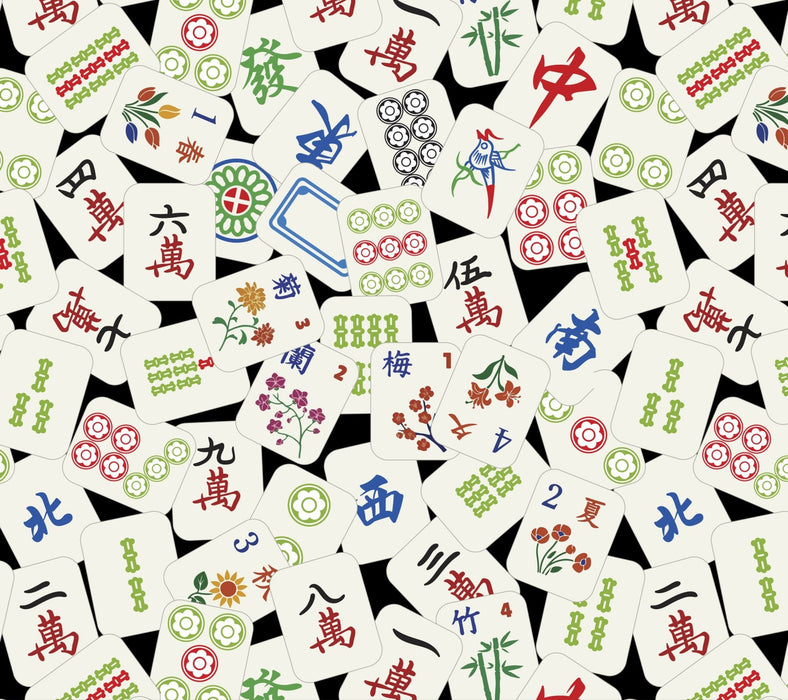 45" Wide Tossed Mahjong (DX-9395-6C) 100% Cotton, Sold By The Yard