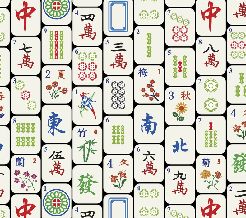 45" Wide Mahjong Tiles (DX-9396-6C) 100% Cotton, Sold By The Yard