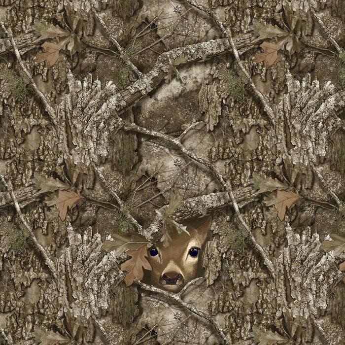 45" Wide RealTree Brown Peeking Out (2882/43) 100% Cotton, Sold By The Yard