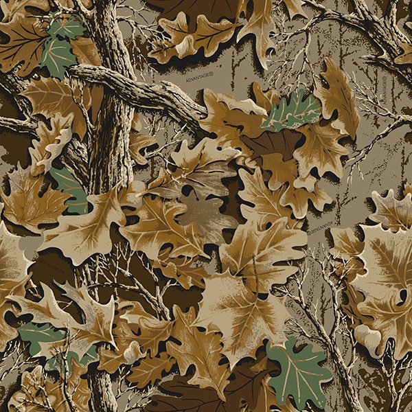 45" Wide RealTree Golden Yellow/Brown Leaves & Branches (2883/34) 100% Cotton, Sold By The Yard