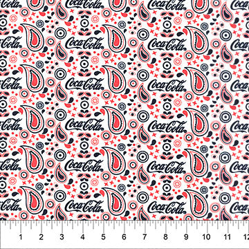45" Wide Coca-Cola Batiks Paisley Snow (82150-10) 100% Cotton, Sold By The Yard