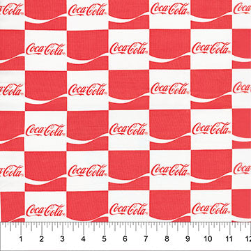 45" Wide Coca-Cola Batiks Lipstick Red Grid (82151-24) 100% Cotton, Sold By The Yard