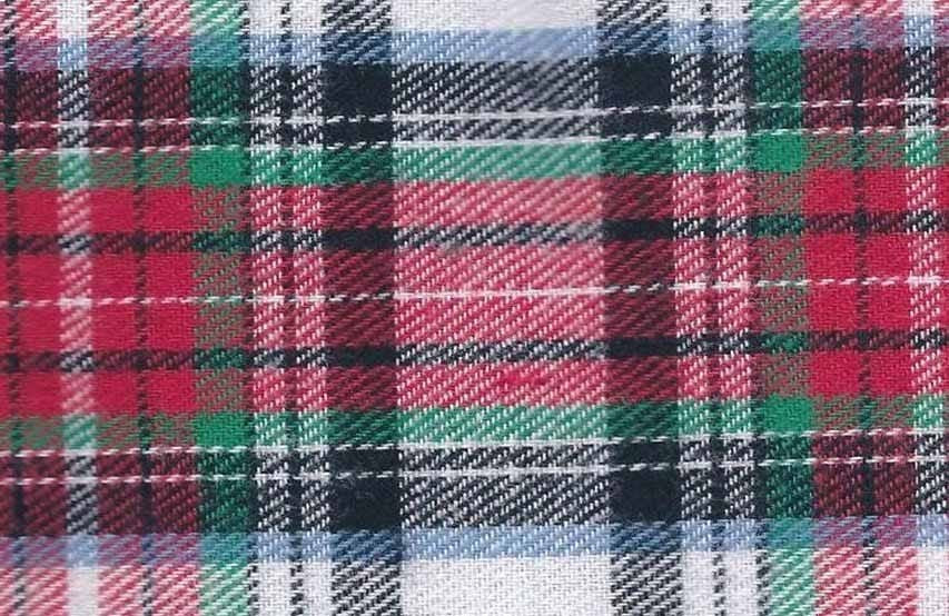 56" Wide Yarn Dyed Plaid Flannel Red/Green/White/Black (OP-1126) 100% Cotton, Sold By The Yard