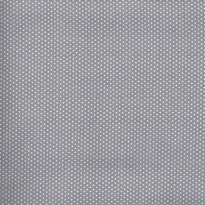 45” Wide White Pin Dot On Gray 100% Cotton Sold By The Yard