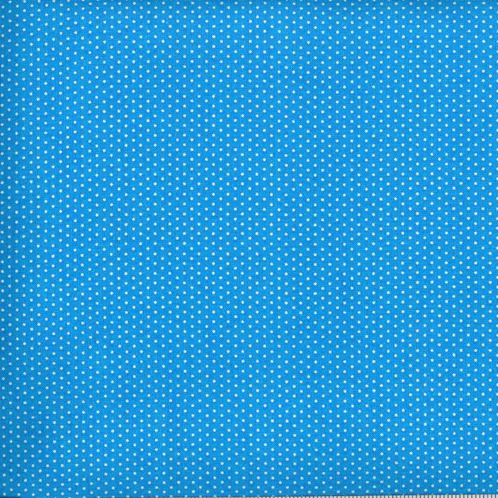 45” Wide White Pin Dot On Turquoise 100% Cotton Sold By The Yard