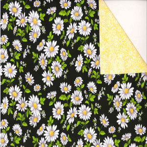 42" Wide Cotton Pre-Quilted Daisies with Black Background 18387 ZYQ