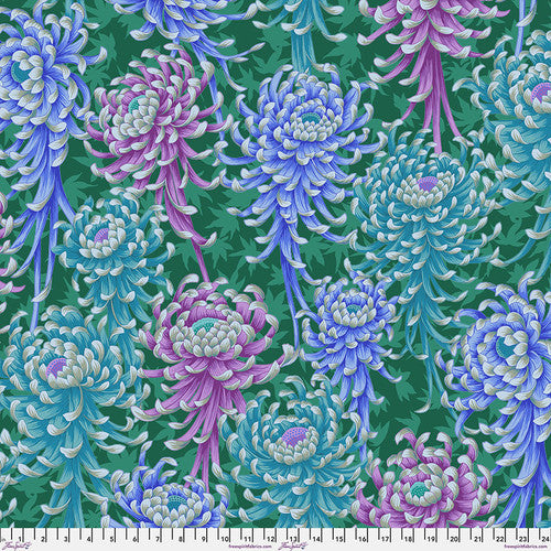 45" Wide Kaffe Fassett Spider Mums-Cool (PWPJ135.COOL) 100% Cotton