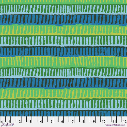 45" Wide Kaffe Fassett Zipper Stripe- Green (PWBM103.GREEN) 100% Cotton