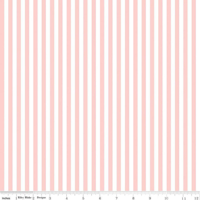 45" Wide Riley Blake 1/4" Stripe Baby Pink (C555-Babypink)