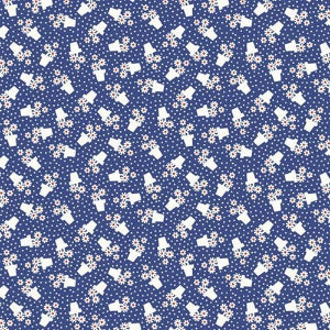 45" Wide Aunt Grace Goes Bold R351773D Blue Flower Pots 100% Cotton Sold By The Yard