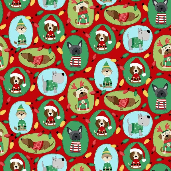 45" Wide Studio E Merry Woof-Mas 100% Cotton