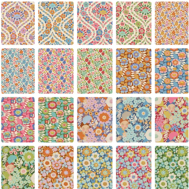 Tilda  Fabrics The Wallflower Collection Charm Pack Forty 5inch Squares Two of Each Design