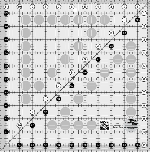 Creative Grids Quilt Ruler 11-1/2in x 11-1/2in Square # CGR11