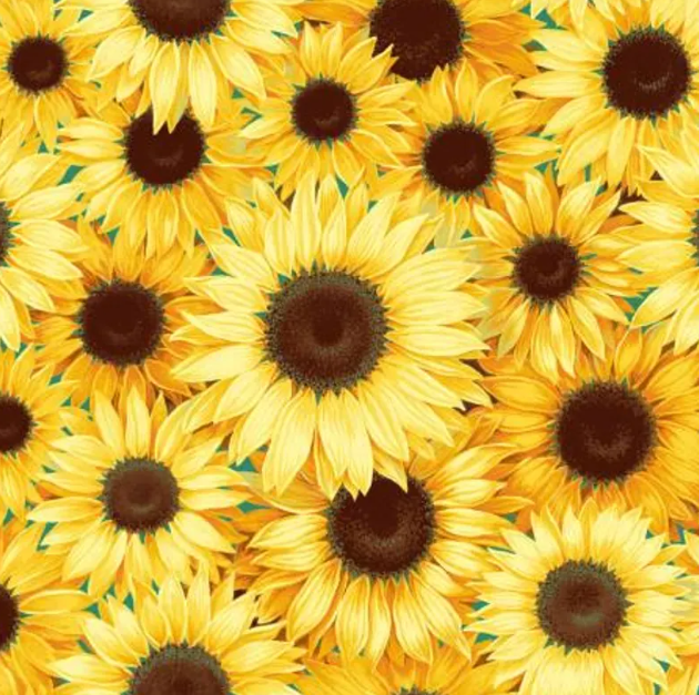 45" Wide Sunflower Garden 100% Cotton, Sold by the yard