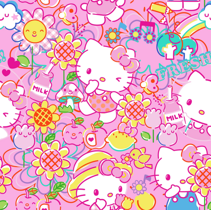 Springs Creative 45" Wide Hello Kitty Garden Doodle, 100% Cotton (77658-A62028)