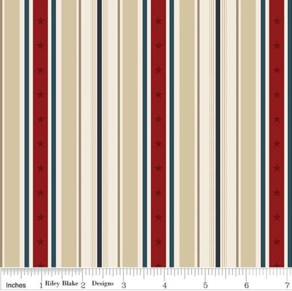 45" Wide American Heritage by Dani Mogstad / Penny Rose Fabrics Stripe Tan C8034 100% Cotton Sold By The Yard