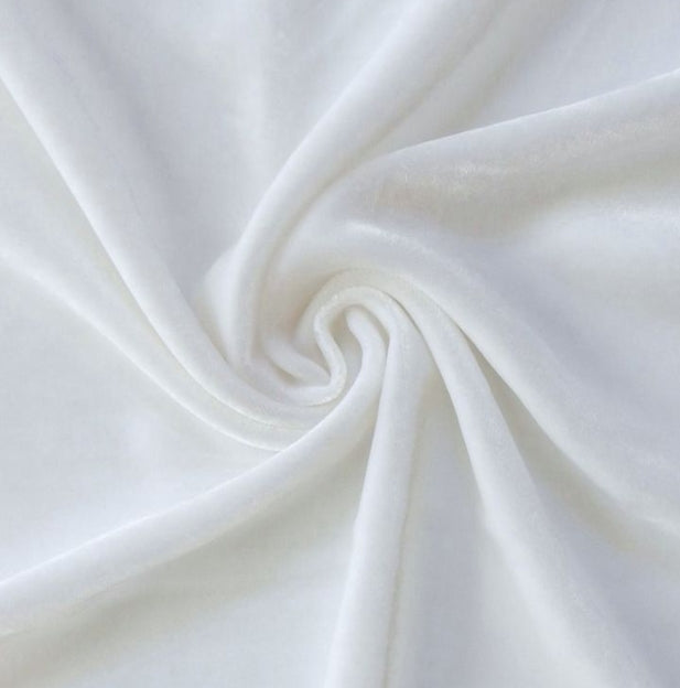 60" Wide Princess Formal Stretch Velvet White (VT-0501)