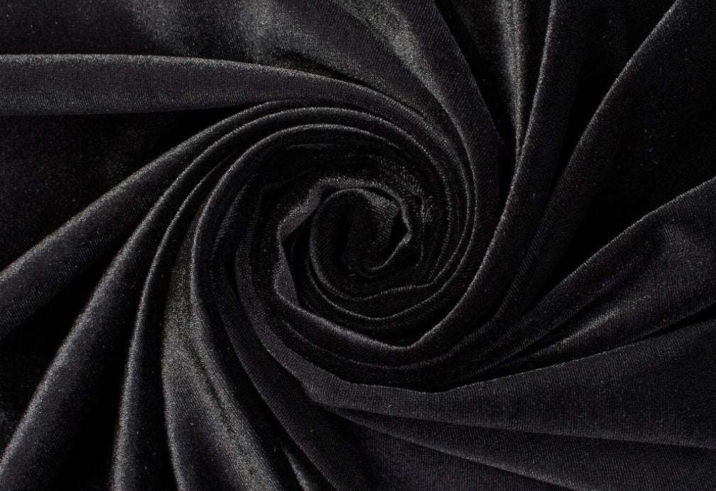 60" Wide Princess Formal Stretch Velvet Black (VT-059-565)