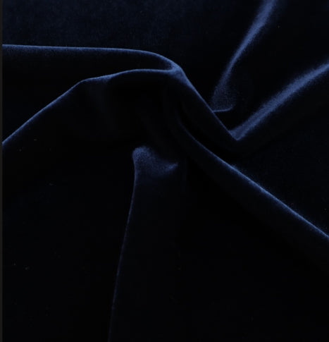 60" Wide Princess Formal Stretch Velvet Navy (VT-053-565)