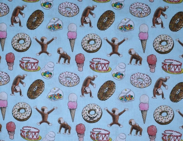 45" Wide Springs Creative Curious George Party Toss 100% Cotton, Sold By The Yard