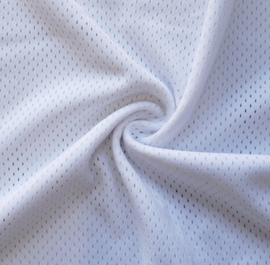 60" Wide Athletic Jersey Mesh White 100% Nylon Sold By The Yard