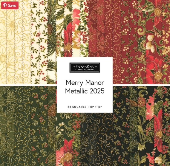 Moda Fabric Merry Manor Metallic Layer Cake (33860LCM)