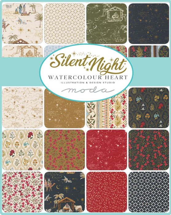 Moda Fabrics Silent Night Watrcolour Heart Fat Quarter (40050AB) 100% Cotton, Sold By The Bundle