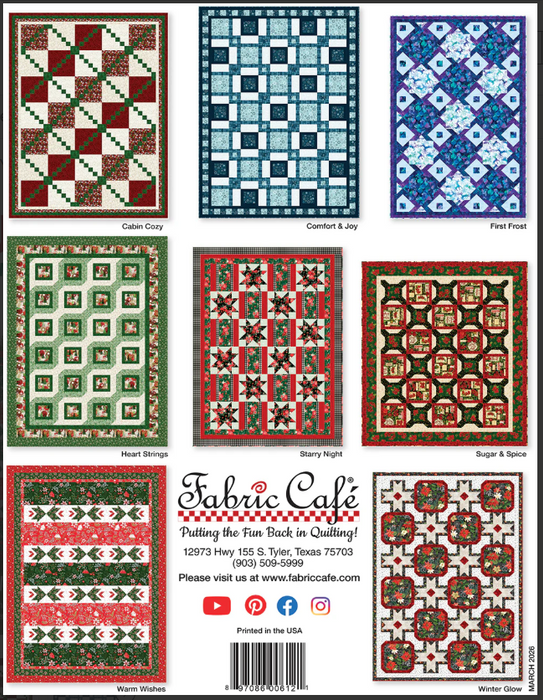 Fabric Cafe Holly Jolly 5-Yard Quilt Book – Christmas Patterns for Holiday Sewing, Easy Beginner Quilts, Festive Designs Using Five Yards of Fabric