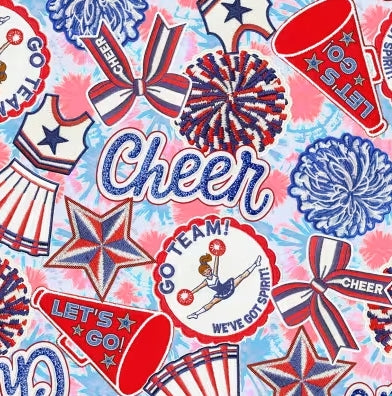 45" Wide Cheerleader Patch Design 1055-CHEER 100% Cotton Sold By The Yard