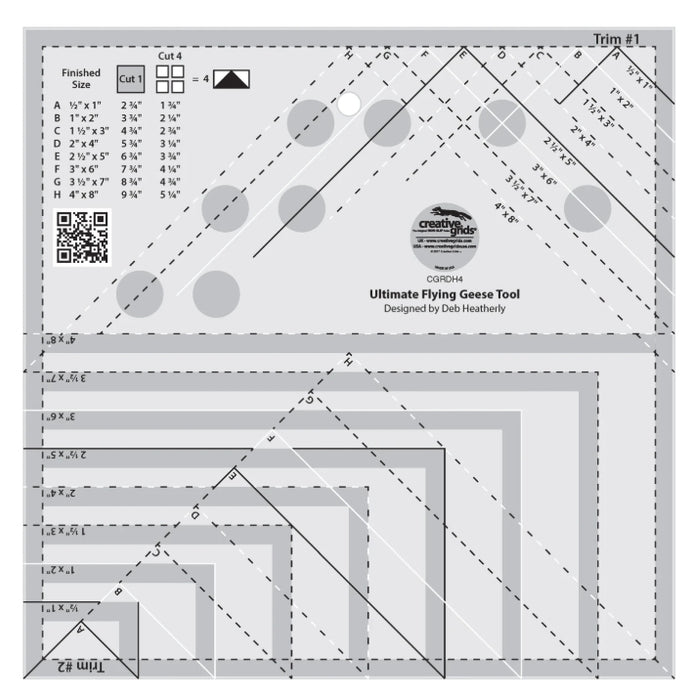 Creative Grids Quilt Ruler Ultimate Flying Geese Tool (CGRDH4)
