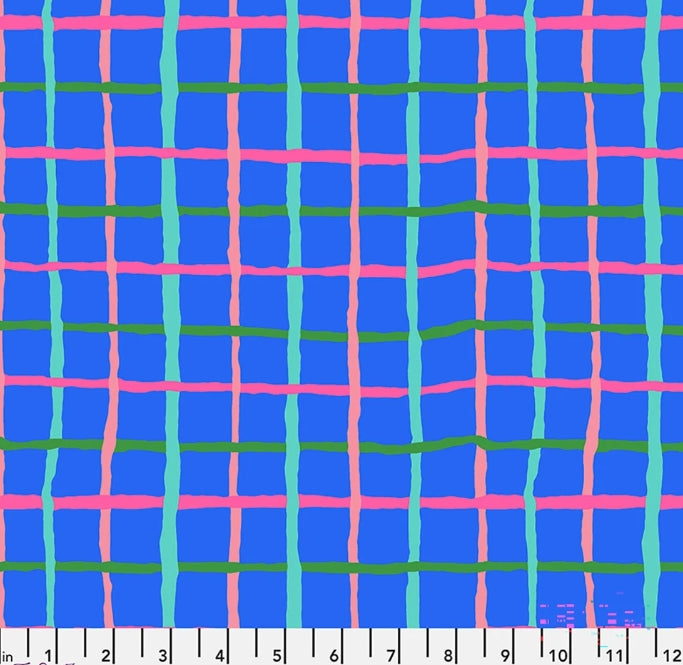 45" Wide Kaffe Fassett 100% Cotton Grid Blue PWBM105 Sold By The Yard
