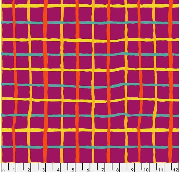 45" Wide Kaffe Fassett 100% Cotton Grid Magenta PWBM105 Sold By The Yard