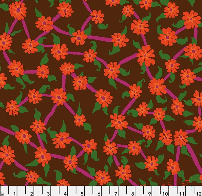 45" Wide Kaffe Fassett 100% Cotton Mayflower Brown PWBM106 Sold By The Yard