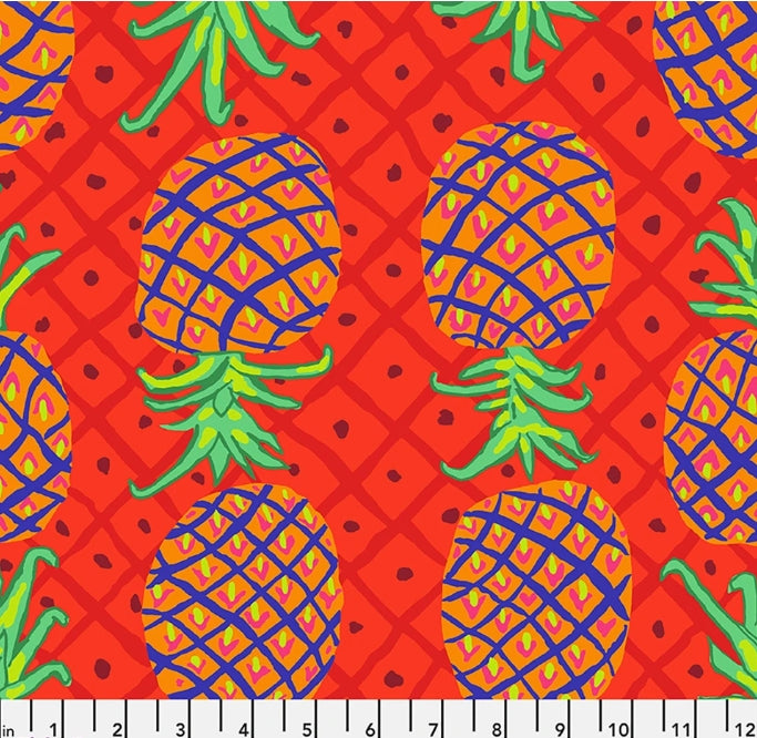 45" Wide Kaffe Fassett 100% Cotton Upside Down Red PWBM108 Sold By The Yard