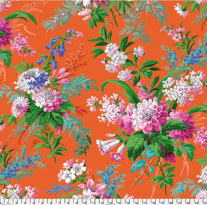 45" Wide Kaffe Fassett 100% Cotton Jardin Orange PWPJ141 Sold By The Yard