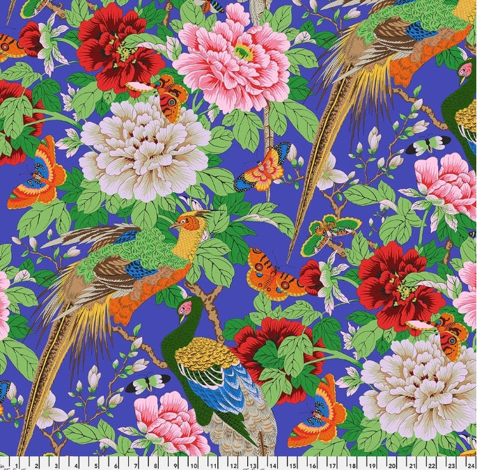 45" Wide Kaffe Fassett 100% Cotton Birds and Bees Purple PWPJ142 Sold By The Yard