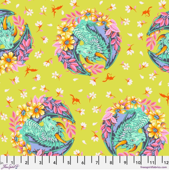 45" Wide Tula Pink Dragon Ball She-Apple (PWTP282.APPLE) 100% Cotton, Sold By The Yard
