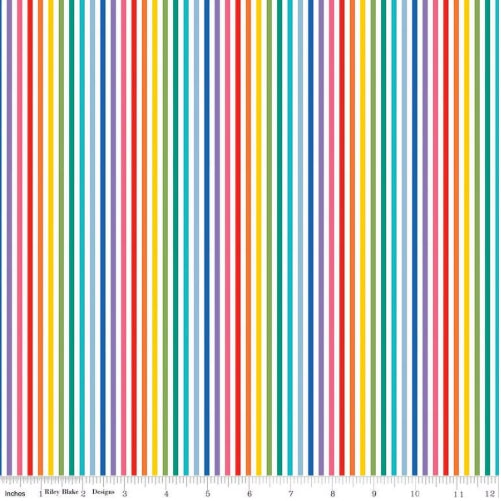 45" Wide Riley Blake 1/8" Stripe Rainbow (C495-RAINBOW) 100% Cotton, Sold By The Yard
