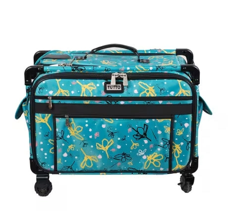 Tutto Sewing Machine Case on Wheels Extra Large 24" Aqua with Daisy (9224TMA-DS)