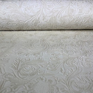 56" Wide Western Floral White WF-100 Upholstery Vinyl Sold By The Yard