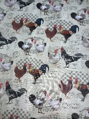 54" Wide Tablecloth Vinyl Flannel Back Vintage Rooster 54-6212B-15Y Sold By The Yard