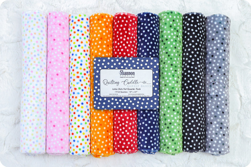 Shannon Fabrics Quilting Cuddle Basics Fat Quarter (18"X 22") Pack of 9 Lots a Dots 100% Polyester