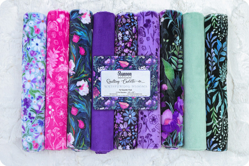 Shannon Fabrics Quilting Cuddle Fat Quarter Pack Whispering Blooms Purple